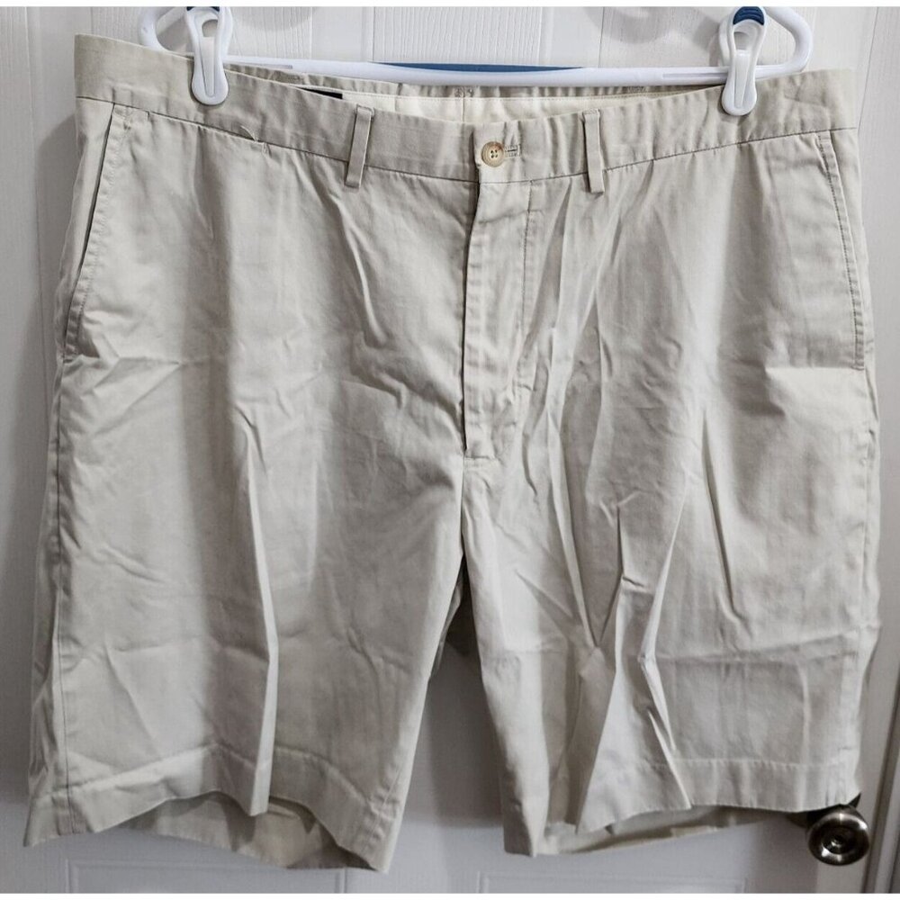 Polo Golf Ralph Lauren Beige Khaki Flat Front Shorts Size 40 Pima‎ Cotton Blend